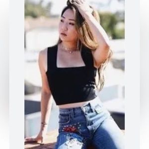 LF SEEK The Label Bandage Cropped Tank Top Black Size XS